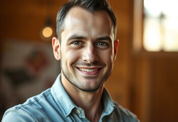 Fototapeta premium Photorealistic natural light portrait of a healthy male