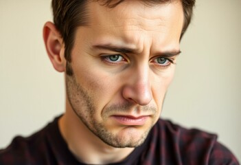 Obraz premium Portrait of a nervous male with a concerned expression