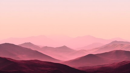 Pink and Red Hues Paint a Distant Mountain Range