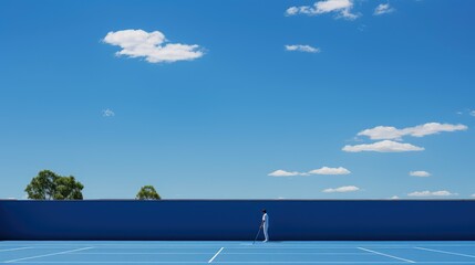 Fototapeta premium player tennis court blue