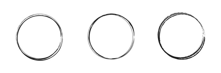 Vector brush strokes circles of paint on white background. Ink hand drawn paint brush circle. Logo, label design element vector illustration. Black&nbsp;abstract&nbsp;circle .