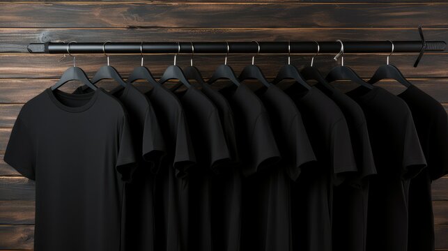phoo black t shirt on hanger