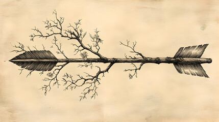 Obraz premium Vintage Arrow With Tree Branches Graphic Design