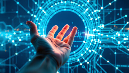 Engineer manager hand using tablet, Automation of business or robotic process RPA technology, AI technology humanoid robot touch screen UI