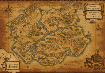 Obraz premium 古びた中世の地図