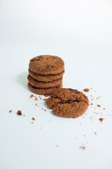 Chocolate chip cookies isolated on white background with clipping path