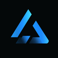 Modern blue abstract logo design on a dark background.