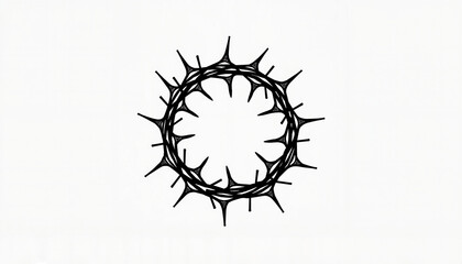 Crown of Thorns in Minimalist Black and White Symbolizing Suffering with Symbolic Representation