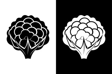 Black & White Cauliflower Icon. A Must-Have for Vegetable Designs