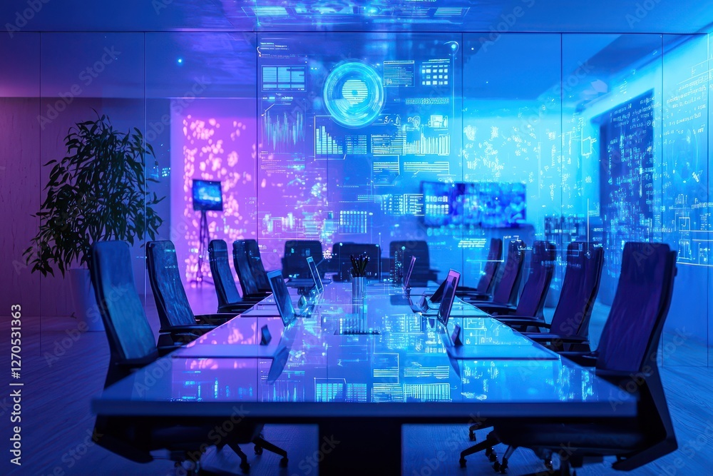 Poster high-tech meeting environment with data-driven visual storytelling tools.