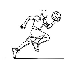 Obraz premium A continuous line drawing illustration of a basketball player in action