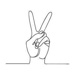 A continuous line drawing illustration of a peace sign