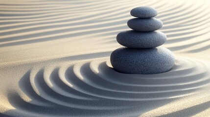 Fototapeta na wymiar a traditional Zen garden in Japan with raked sand, minimalist rocks, and a calming aesthetic
