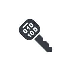 Key with binary code vector icon