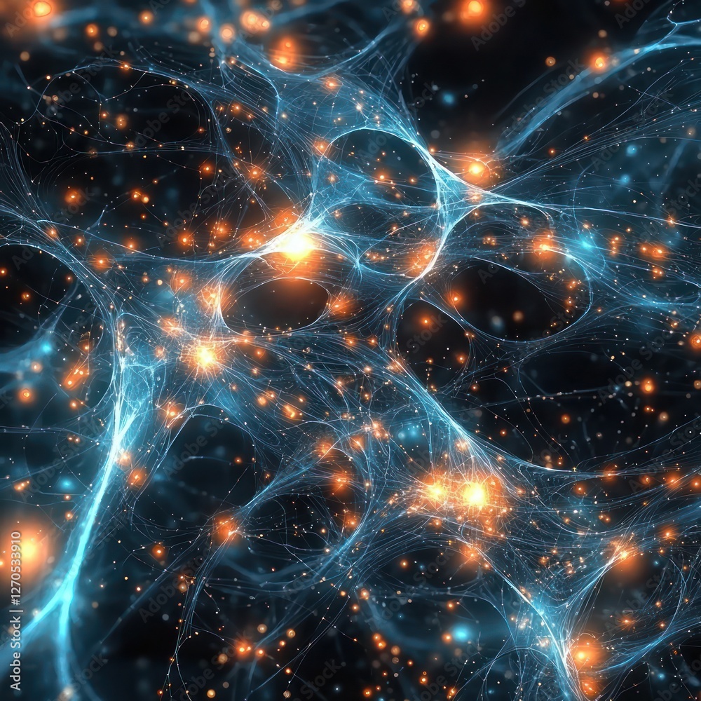 Poster wavy energy networks dynamically shaping into organized digital intelligence patterns.