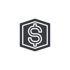 A coin symbol with a dollar sign vector icon