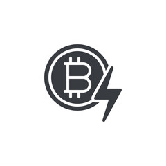 A lightning bolt with a Bitcoin vector icon