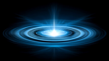 Obraz premium Abstract Blue Light Portal with Concentric Rings in Dark Backdrop SciFi Futuristic Design