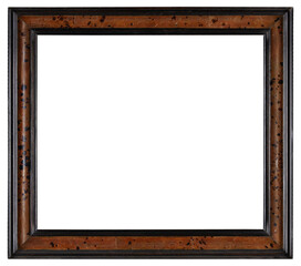 Old wooden picture frame in PNG format on a transparent background.