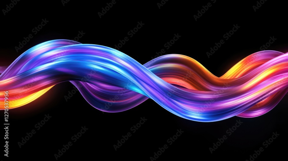 Poster dynamic waves of color flowing through a dark background visual art abstract high contrast digital c