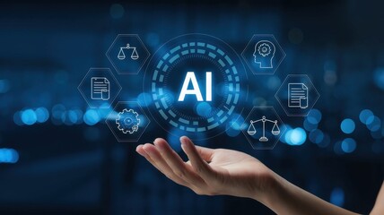 Open hand presenting artificial intelligence technology and related concepts