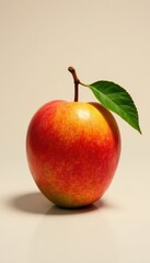 Single ripe mango, smooth skin, slight shadow , vibrant color, photography