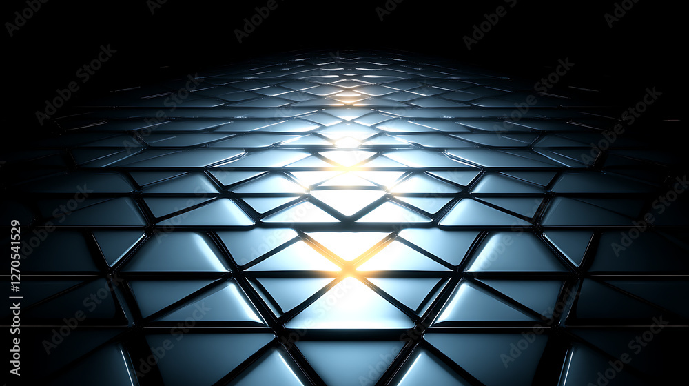 Poster abstract geometric triangle tiles pattern with reflection and light perspective effect design