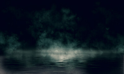 Empty fog room with floor Abstract stage of dark room concrete floor stage background
