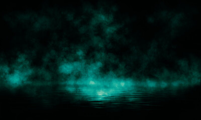 Empty fog room with floor Abstract stage of dark room concrete floor stage background