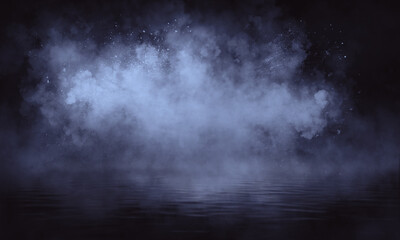 Empty fog room with floor Abstract stage of dark room concrete floor stage background