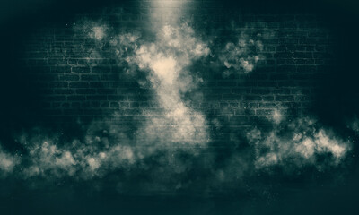 Empty fog room with floor Abstract stage of dark room concrete floor stage background