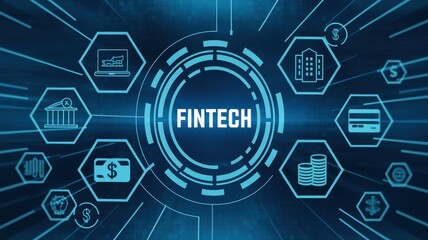 Fintech innovative technology on a digital interface with icons