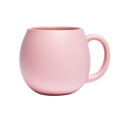 Soft pink ceramic mug with rounded shape isolated on transparent background (PNG)