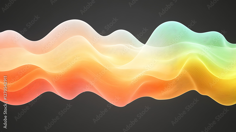 Poster abstract gradient mesh waves flowing over dark background dynamic visualization art