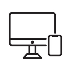 Computer and mobile phone icon on white background
