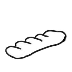 アナログ風シンプルな手描きのフランスパンモノクロ線画イラスト