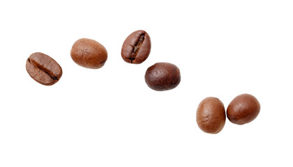 Coffee beans isolated white background.