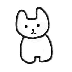 アナログ風シンプルな手描きの犬のモノクロ線画イラスト