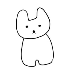 アナログ風シンプルな手描きの犬のモノクロ線画イラスト