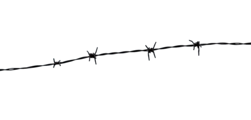 barbed wire security protection boundary barrier isolated on transparent background