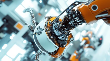 Satellite assembly process in an aerospace laboratory. Featuring intricate wiring