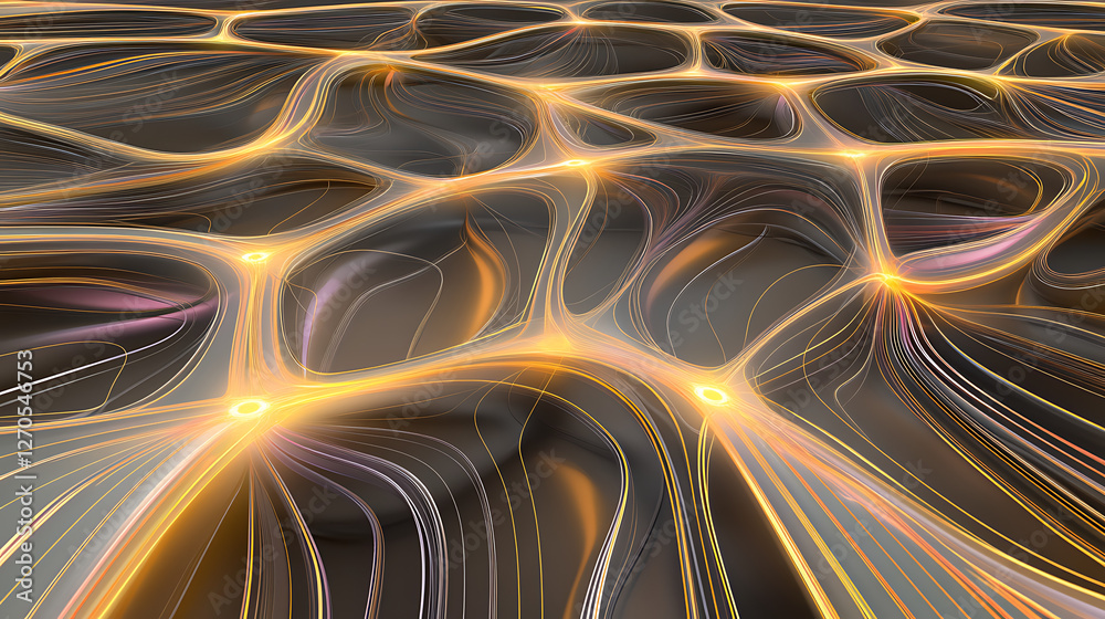 Poster abstract network grid with glowing light nodes and interconnecting lines digital art concept