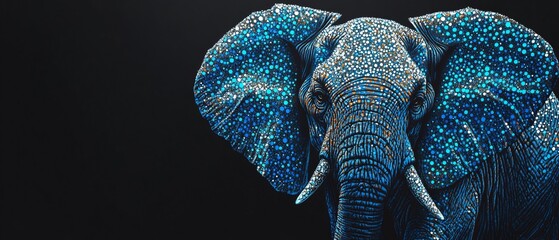 Obraz premium Abstract Dot Art Style Elephant Portrait.