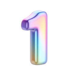 3d Pastel number 1 isolated on transparent background. Generative AI