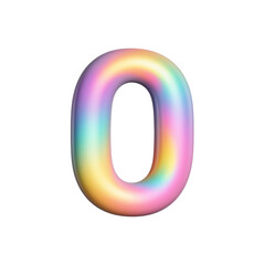 3d Pastel number 0 isolated on transparent background. Generative AI