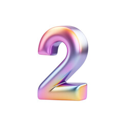 3d Pastel number 2 isolated on transparent background. Generative AI