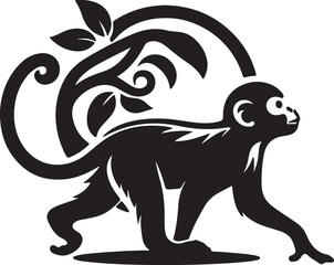 black and white monkey silhouette 