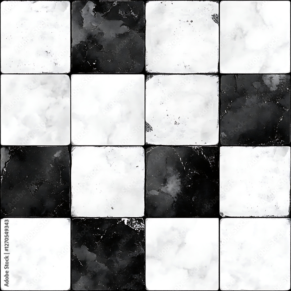 Poster abstract textured monochrome pattern with alternating light and dark squares on checkered tile surfa