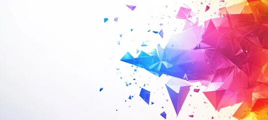Colorful Polygonal Shapes and Dots on White Background