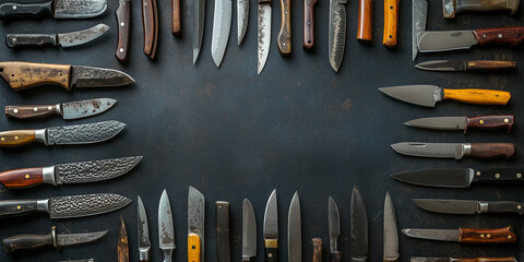 Draufsicht auf einen Rahmen mit Gartenzwerge und mit Platz für Text in der Mitte - Werbeschild  Flyer